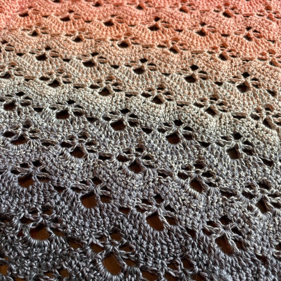 Hand Crocheted Gradient Rectangular Shawl - Picture 5 of 8